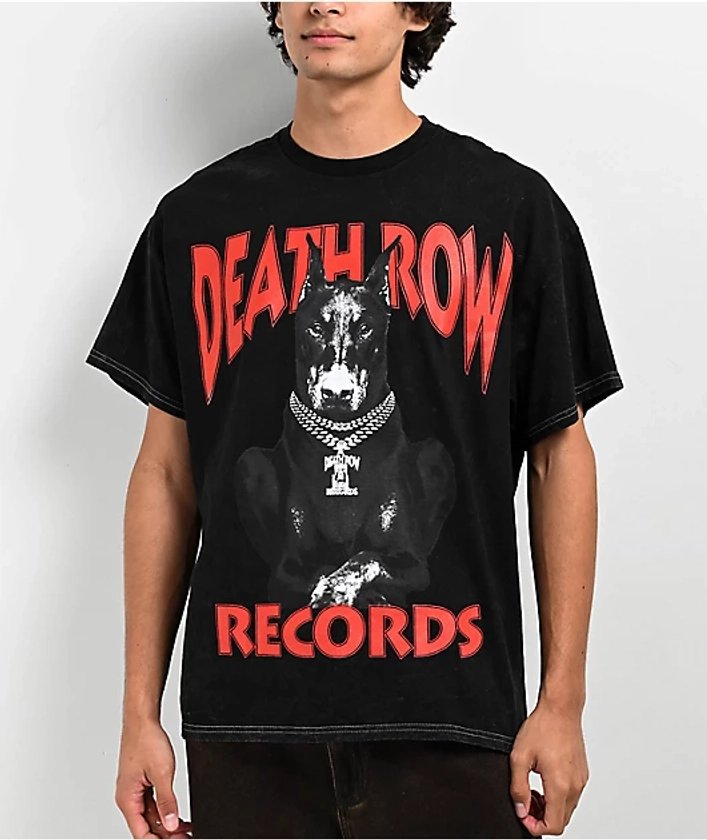 Death Row Chain Dog Black Wash T-Shirt