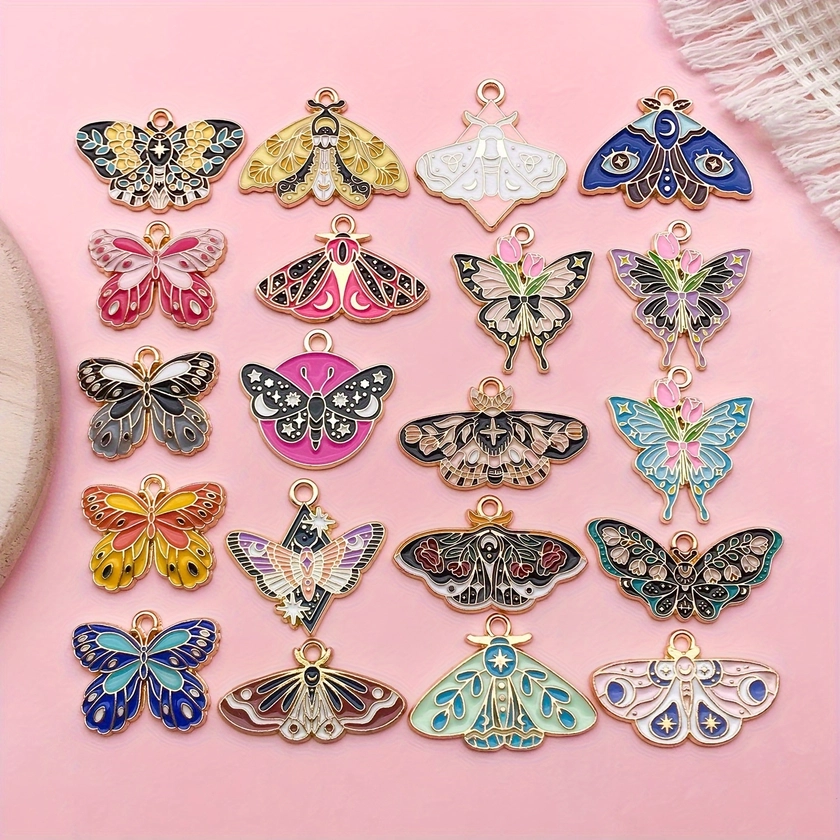 Gothic Moth Charms Enamel Butterfly Pendants - Temu