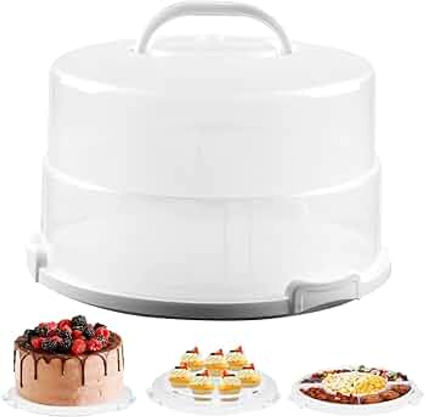 12in Extra Large Cake Carrier with Lid and Handle, Holds up to 12" round 7" high cake, Portable Cake Container for Transport Pies, Cupcakes, Cakes and More