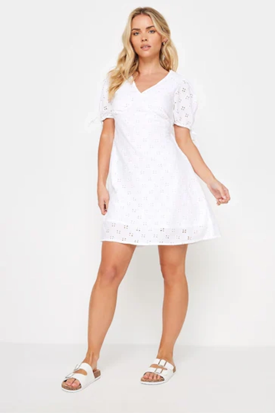 PixieGirl Petite White Tie Front Broderie Dress