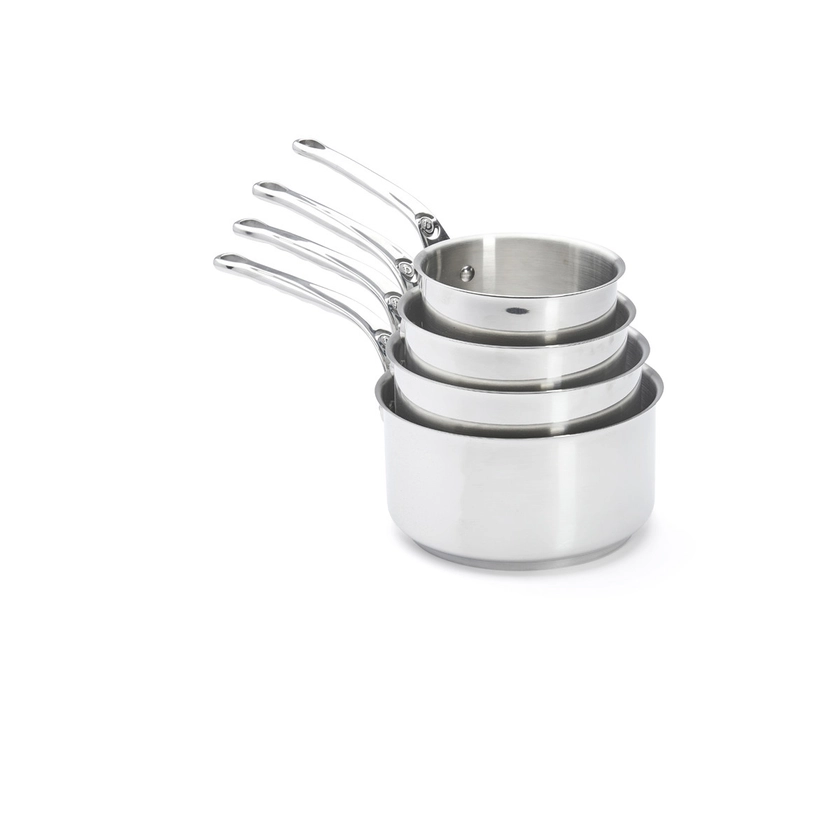 ﻿Casserole MILADY en inox avec queue en fonte d’inox, acier inox, Batteries de cuisine, lot de 4 casseroles - De Buyer