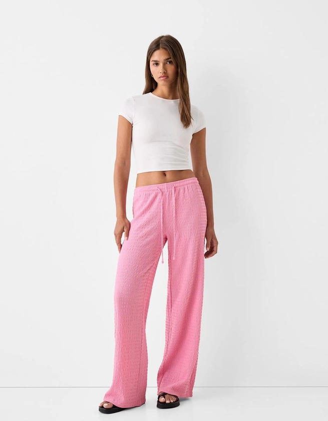 Pantalon droit gaufré - Femme