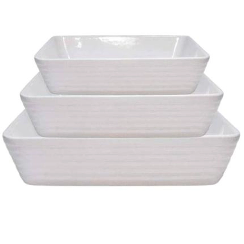 Refratário Retangular de Porcelana Linea Branco Tamanhos - Lyor | Shopee Brasil