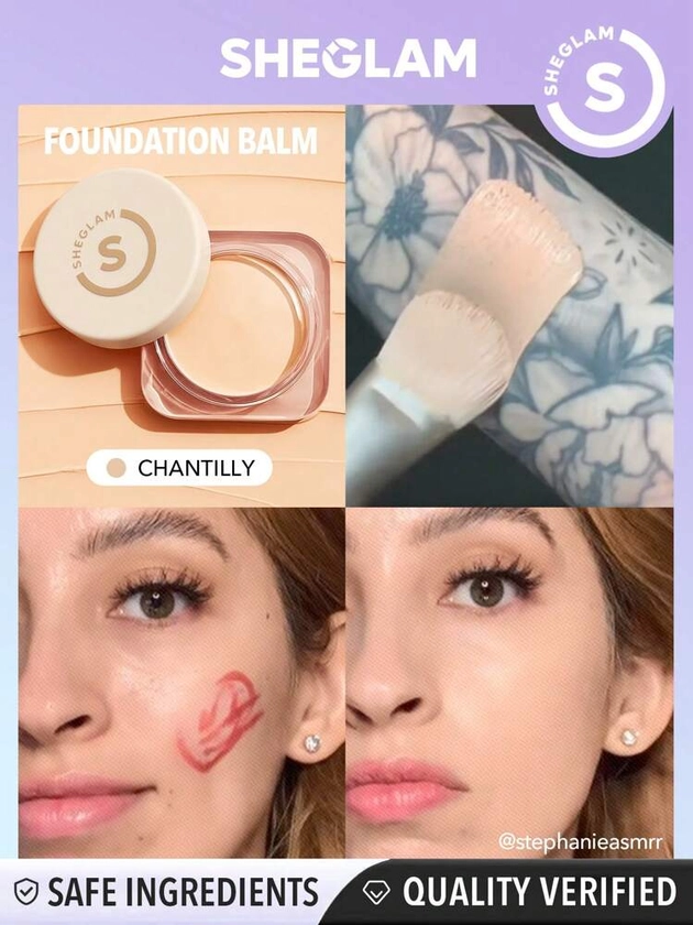 SHEGLAM Full Coverage Foundation Balm-Chantilly Long Lasting Flawless Moisturizing Foundation Oil-Control Color Corrector Concealer Pore-less Cover Blemish Non-Greasy Non-Caking Smoother-Looking Cream Foundation Black Friday Sale Gift Foundation | SHEIN UK