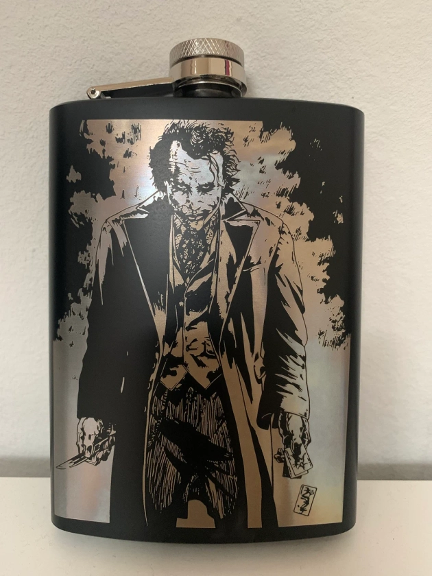 Stainless Steel Hip Flask Joker Black - Etsy UK