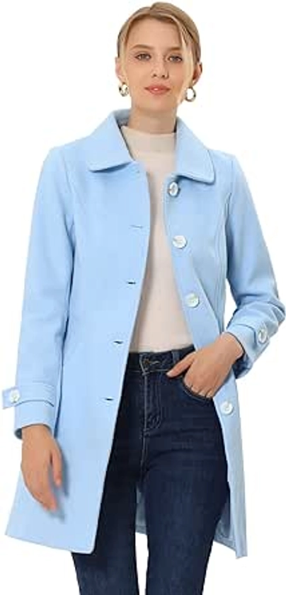 Amazon.com: Allegra K Women's Peter Pan Collar Winter Outwear Trench Pea Coat Medium Blue : Clothing, Shoes & Jewelry