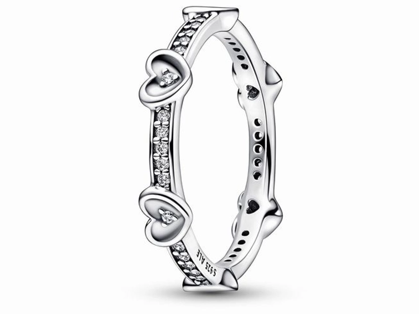 Pandora Ring 192496C01-54 - Strahlender Ring mit funkelnden Herzen - Silber - Zirkonia - Gr. 54 192496054