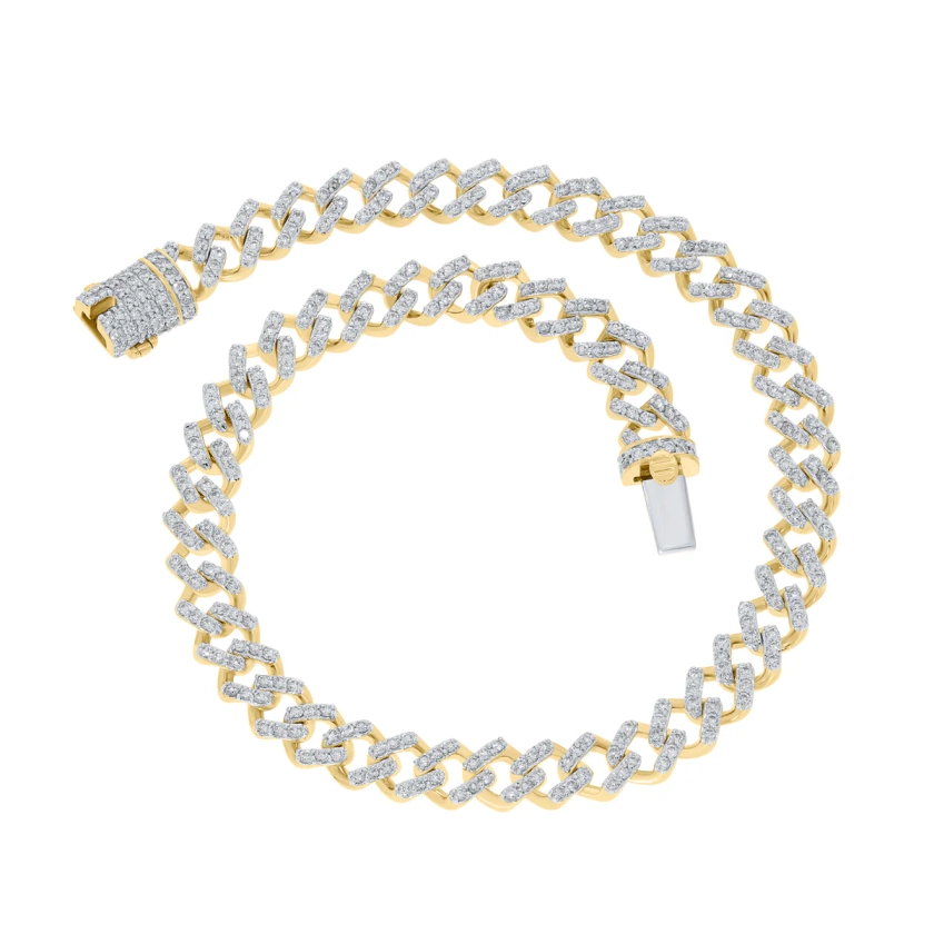 10K YELLOW GOLD 2.50 CARAT REAL DIAMOND 12.92 GRAMS 6MM 8.50 INCHES CUBAN LINK BRACELET