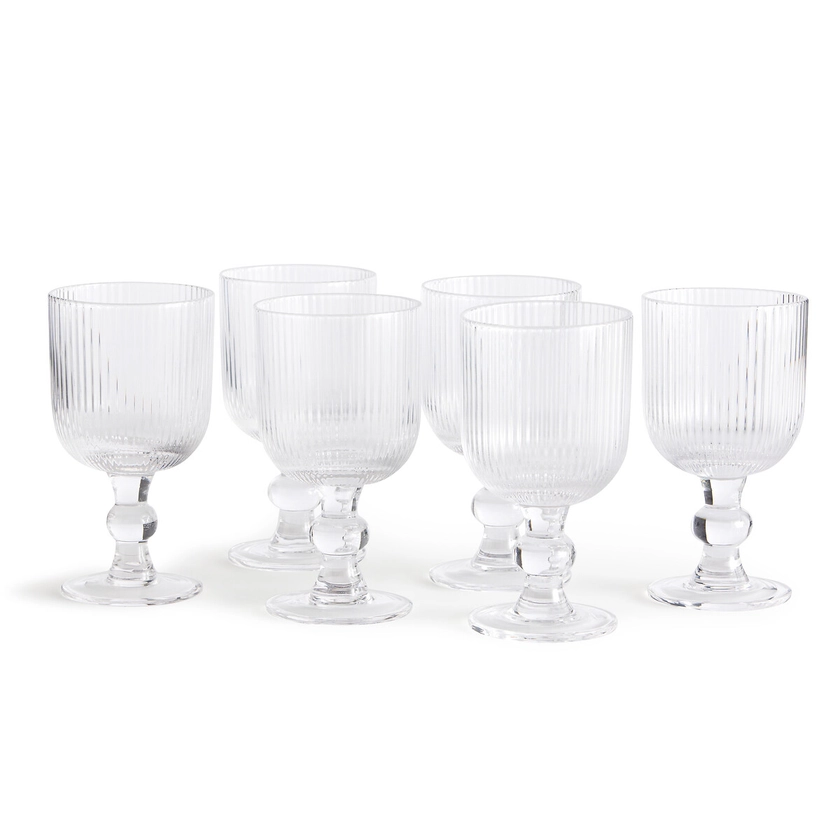 Lot de 6 verres à vin striés, Ostri