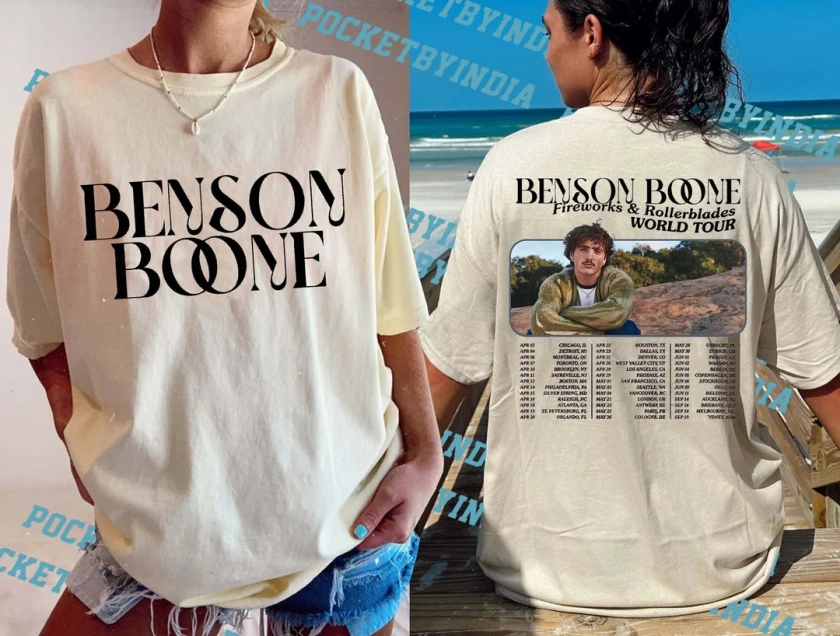 Benson Boone Shirt, Fireworks and Rollerblades World Tour 2024 Sweatshirt, Benson Boone Tour Merch, Music Tour 2024 Tee