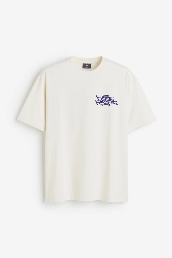 T-shirt imprimé Loose Fit - Encolure ronde - Manches courtes - Beige/Deez Peepz - HOMME | H&M FR