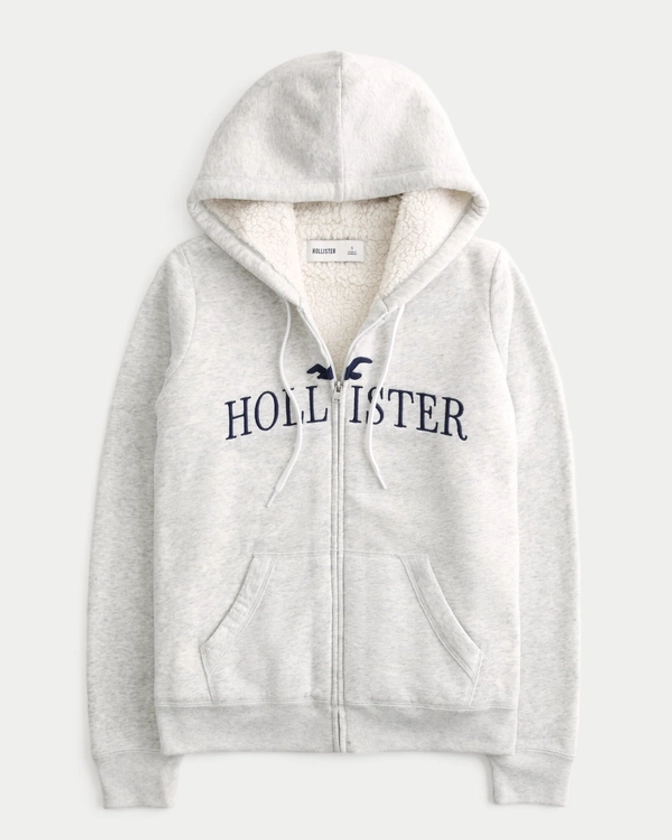 Oversized Zip-Up Logo Hoodie