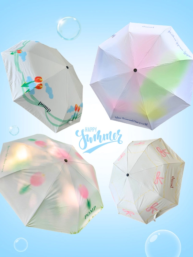 수심 Summer Parasol (4 color) 썸머 여름 양산 접이식 우산 리본 꽃 : 수심