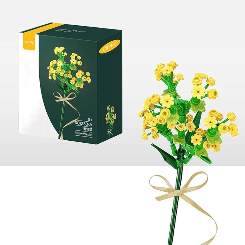 Amazon.com: Cihely Flower Bouquet Building Blocks Kits Yellow Warbler 601238-A, Artificial Flowers Building Project to Release Stress and Focus The Mind, for Birthday Gifts to Adults/Teens(100+ Pieces) : Home & Kitchen