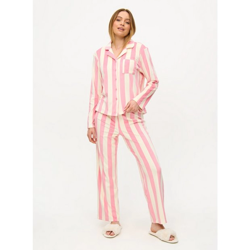 Buy Pink Stripe Slinky Traditional Pyjamas M | Pyjamas | Tu