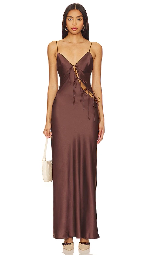 LIONESS About A Girl Maxi in Chocolate | REVOLVE