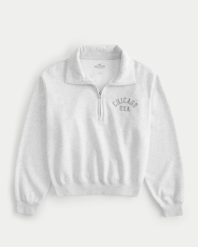 Women's Easy Half-Zip Chicago Graphic Sweatshirt | Women's Clearance | HollisterCo.com