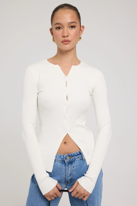 Luck & Trouble Bianca Long Sleeve Knit Top White