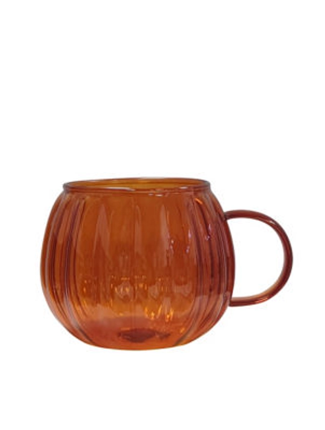 George Home Orange Pumpkin Shaped Glass Mug