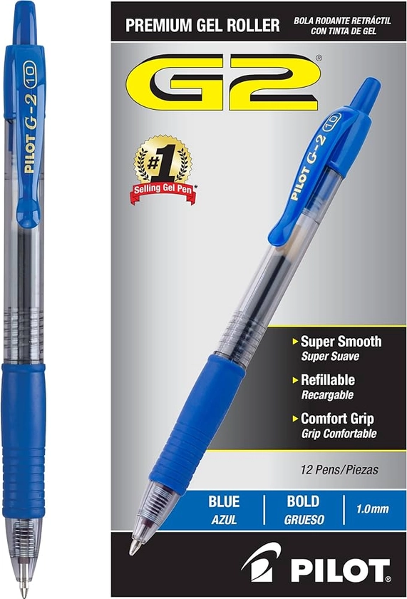 Pilot G2 Retractable Premium Gel Ink Roller Ball Pens, Bold Point, Blue Ink, Pack of 12 (31257) : Amazon.com.mx: Oficina y papelería