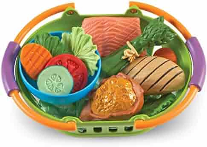 Learning Resources New Sprouts Healthy Dinner, Pretend Play Food Set, Kitchen Toys, 14 Piece Set, Ages 18mos+