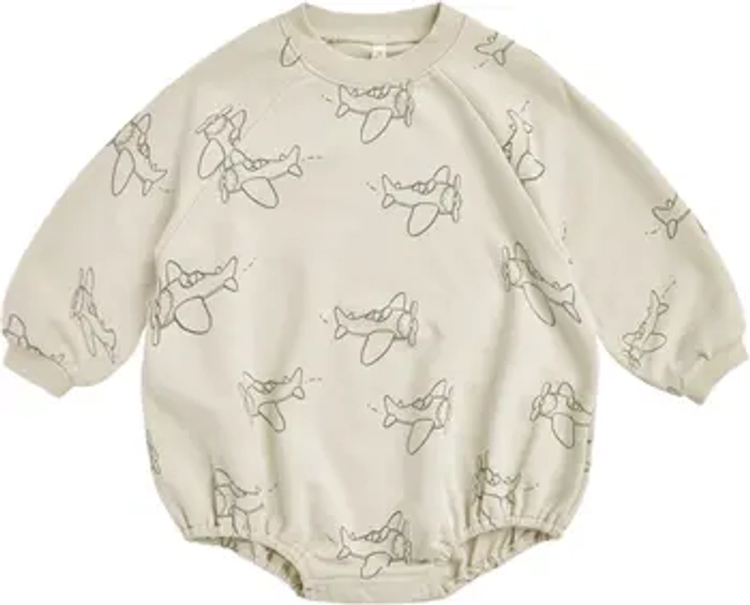 Rylee + Cru Airplane Print Long Sleeve Bubble Romper | Nordstrom