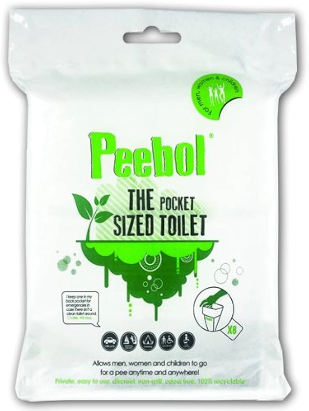 Peebol by SHEWEE – The Pocket-Sized Toilet – Rapidly Turns 1L of Urine into an Odourless & Solid Gel. Made in the UK, Disposable Urinal Bag for Everyone. Festival, Camping, Car & Travelling Essentials