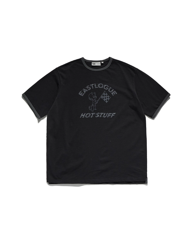 FLOCKING RINGER T-SHIRT / BLACK - EASTLOGUE