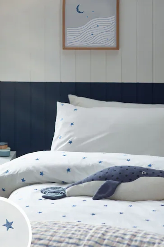 Buy White/Blue Stars 100% Cotton Embroidered Bedding Duvet Cover and Pillowcase Set from the Next UK online shop