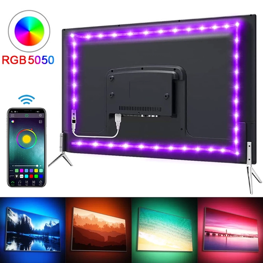 RGB 5050 Tira Conduzida Luz Bluetooth App 5 V USB Diodo Fita Flexível Para TV Backlight Jogos Decoração Do Quarto