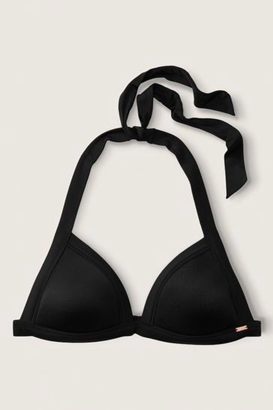 Victoria's Secret PINK Pure Black Push Up Triangle Halterneck Bikini Top