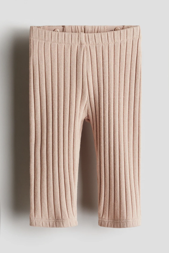 Legging en coton à côtes larges - Taille régulière - Longue - Rose ancien clair - ENFANT | H&M FR