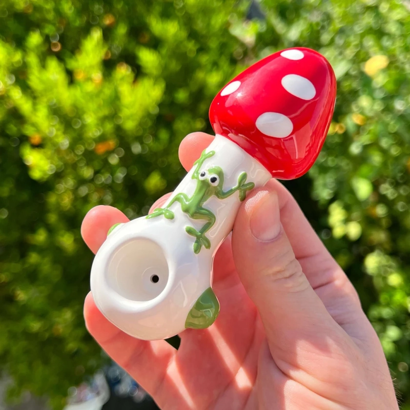 Mushroom Pipe With Froggy, Ceramic Hand Pipe, Cute Smoking Pipes, Beautiful Handmade Design - Etsy Australia