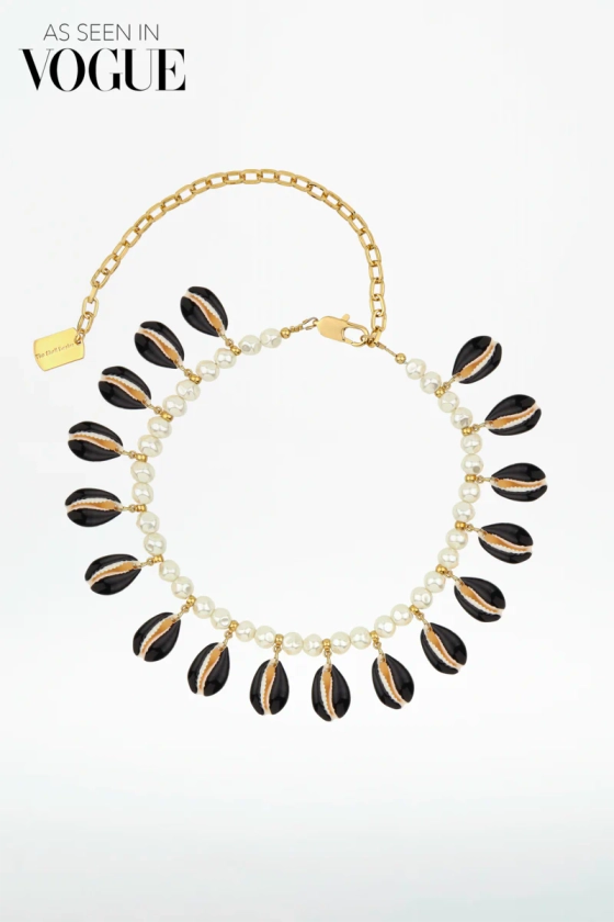 Collier coquillages Poppers Noir