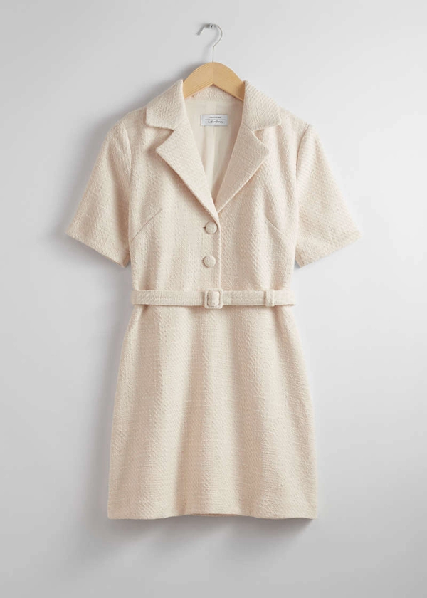 Belted Tweed Mini Dress - Cream - & Other Stories GB