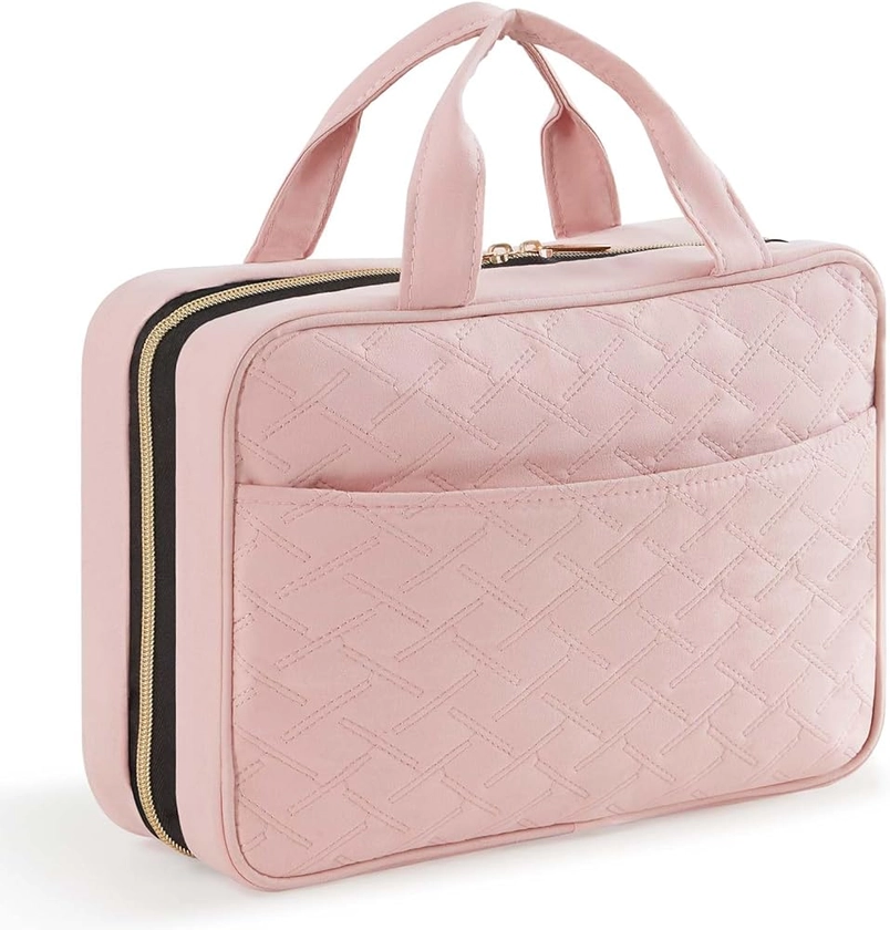 Lifewit Trousse de Toilette de Voyage, Grande Trousse de Maquillage Suspendue pour Femmes, Trousse de Cosmétique Transparente avec Crochet pour Bouteilles Pleines Tailles, Moyen, Rose : Amazon.fr: Mode