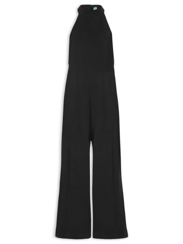 Macacão Feminino Pantalona Decote Costas - Preto