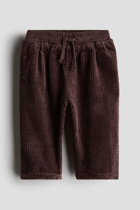 Cotton corduroy joggers - Regular waist - Long - Brown - Kids | H&M GB