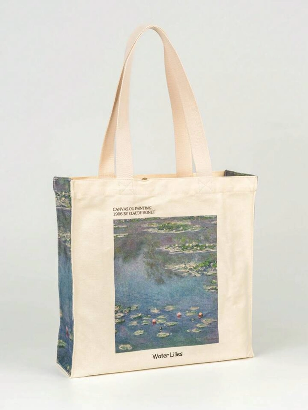 Water Lelies Olieverf Kunst Canvas Tote tassen Voor vrouwen Meisje Herbruikbaar Tote tassen Opvouwbaar Grote capaciteit Vrije tijd Plastic tas