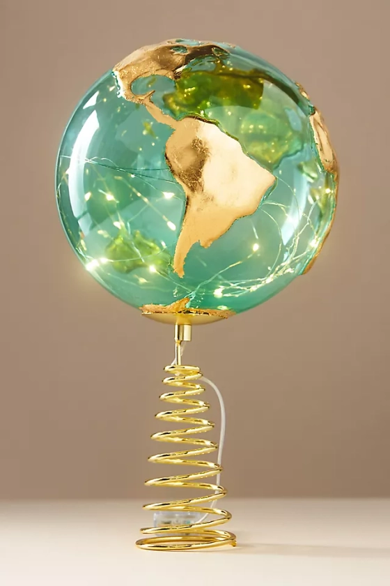 Light-Up Globe Glass Tree Topper