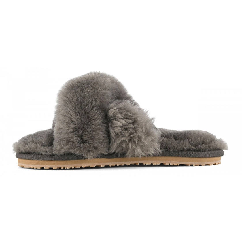 Criss-cross fur slide slipper