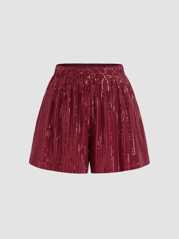 Shorts taille haute à sequins