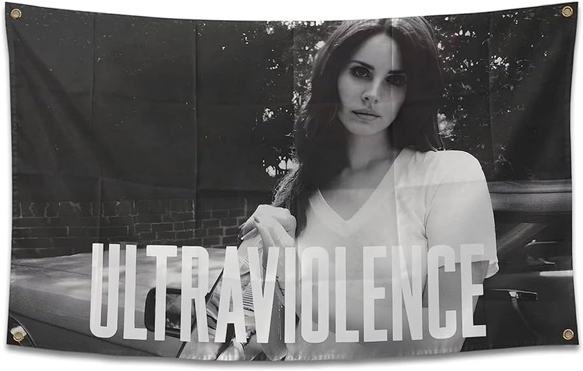 Lana del Singer Rey Flag Tapestry Music Album Cover Tapestry Wall Hanging Room Flags with 4 Brass Grommets Dorm Backdrop Wall Art Aesthetic Home Decor (3x5 FT)