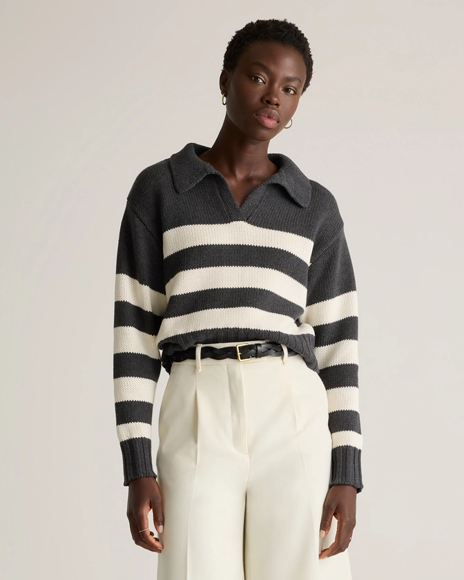 100% Organic Cropped Cotton Polo Sweater