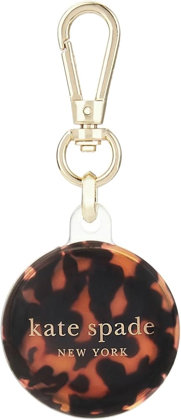 kate spade new york AirTag Holder with Gold Ring Clip - Protective Case for Apple AirTag - Tortoiseshell