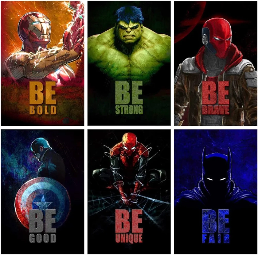 SWASUM Superhero's Motivational and Inspirational Quotes Wall Posters, (Iron Man, Batman, Dead Pool, Superman, Spiderman, Hulk), 12X18 Each, Pack of 06 (PAPER) : Amazon.in: Home & Kitchen