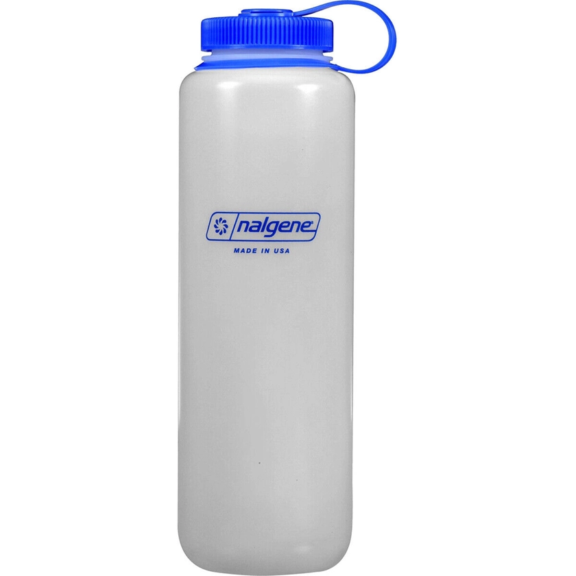 Nalgene Ultralite Wide Mouth Round Loop Top Water Bottle - 48 oz. - Clear/Blue