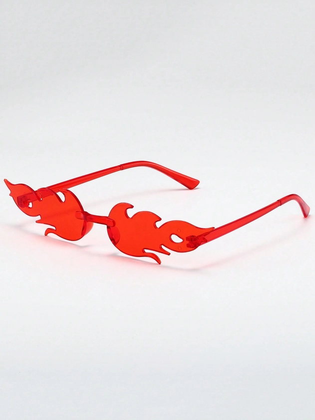 A Pair Of Women'S Pc Flame-Shaped Decorative Fashion Glasses Suitable For Christmas And Valentine'S Day Holiday Parties Party