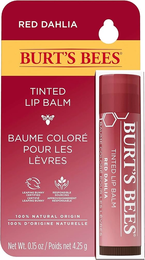 Burt's Bees 100% Natural Origin Tinted Lip Balm, Red Dahlia with Shea Butter & Botanical Waxes, 1 Tube, 4.25g : Amazon.com.au: Beauty