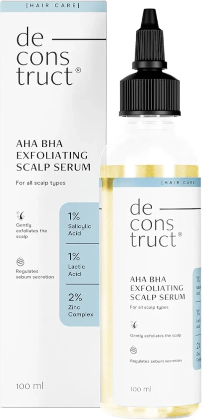 Deconstruct Aha Bha Exfoliating Scalp Hair Serum|Contains 1% Salicylic Acid + 1% Lactic Acid + 2% Zinc Complex|Water-Based Serum|For Greasy Scalp|Fights Scalp Acne|Promotes Healthy Scalp|100Ml : Amazon.in: Beauty